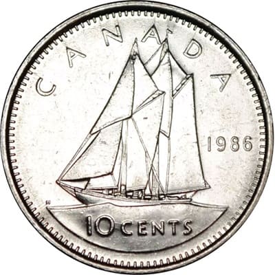 Canadian 1986 10 Cent Value