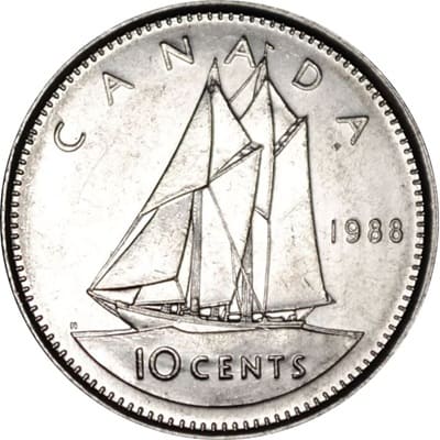 Canadian 1988 10 Cent Value