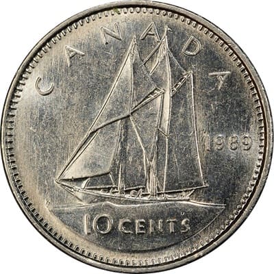 Canadian 1989 10 Cent Value