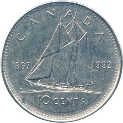 Canadian 1992 10 Cent Value