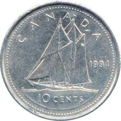 Canadian 1994 10 Cent Value