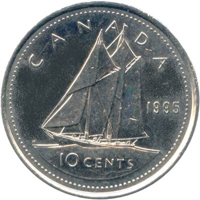 Canadian 1995 10 Cent Value