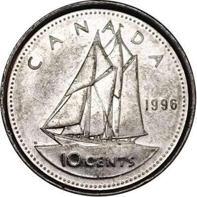 Canadian 1996 10 Cent Value