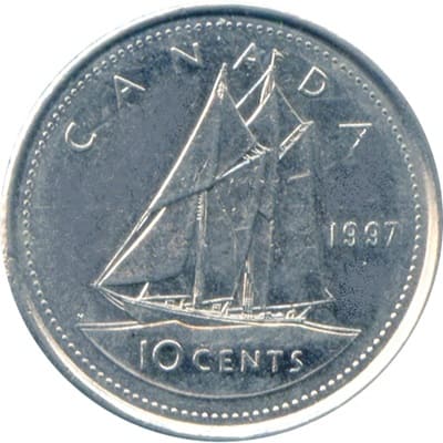 Canadian 1997 10 Cent Value