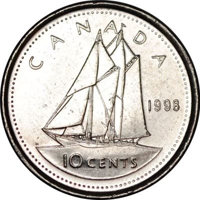 Canadian 1998 10 Cent Value