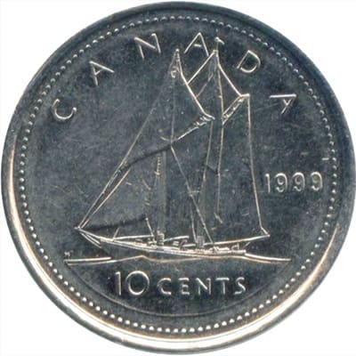 Canadian 1999 10 Cent Value