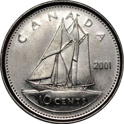 Canadian 2001 10 Cent Value
