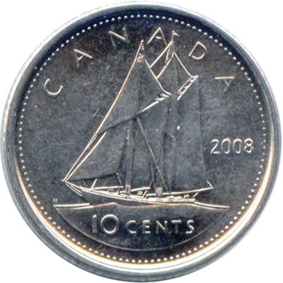 Canadian 2008 10 Cent Value