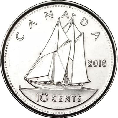 Canadian 2016 10 Cent Value