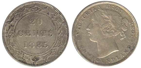 Canadian 1885 20 Cent Value