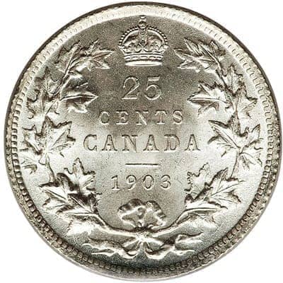 Canadian 1903 25 Cent Value