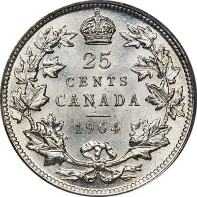 Canadian 1904 25 Cent Value