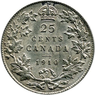 Canadian 1910 25 Cent Value