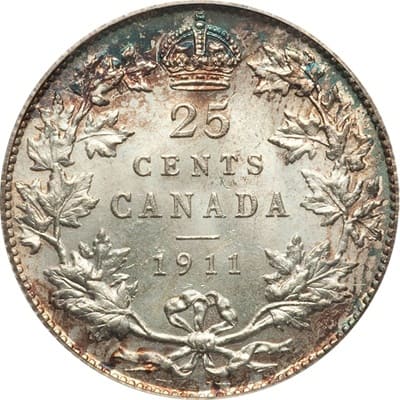 Canadian 1911 25 Cent Value
