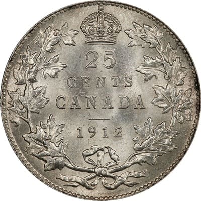 Canadian 1912 25 Cent Value