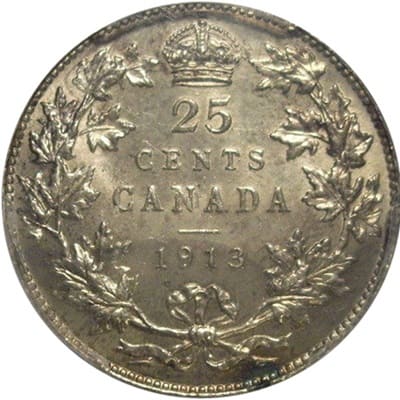 Canadian 1913 25 Cent Value