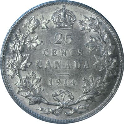 Canadian 1914 25 Cent Value