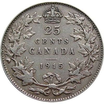 Canadian 1915 25 Cent Value