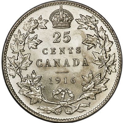 Canadian 1916 25 Cent Value