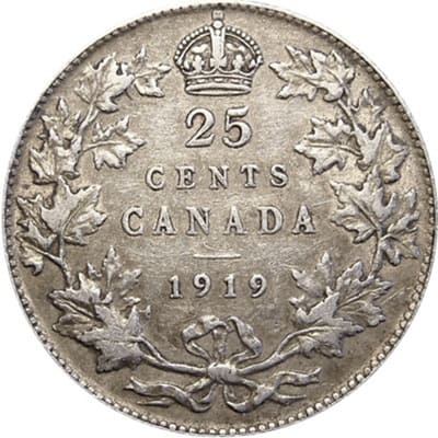 Canadian 1919 25 Cent Value