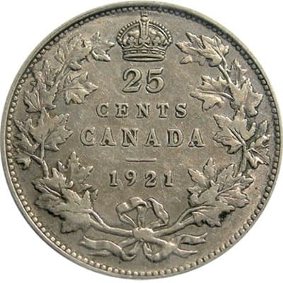 Canadian 1921 25 Cent Value