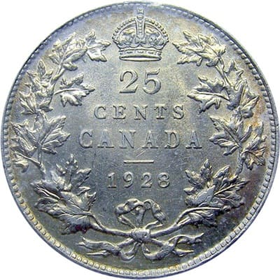 Canadian 1928 25 Cent Value