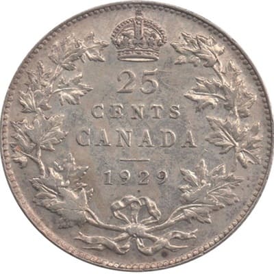Canadian 1929 25 Cent Value