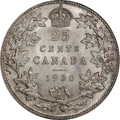 Canadian 1930 25 Cent Value
