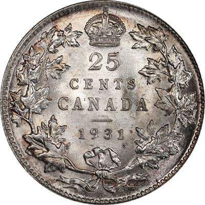 Canadian 1931 25 Cent Value