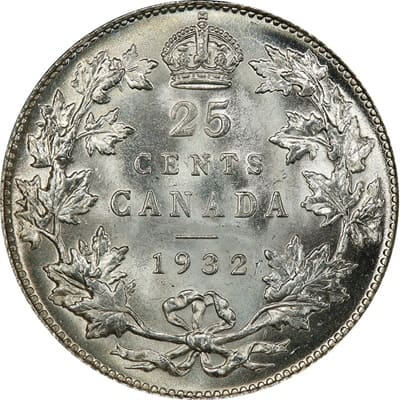 Canadian 1932 25 Cent Value