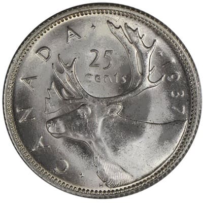 Canadian 1937 25 Cent Value