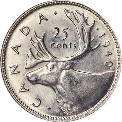 Canadian 1940 25 Cent Value