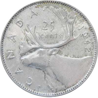 Canadian 1942 25 Cent Value
