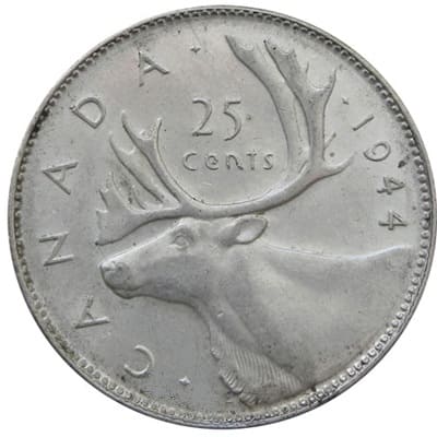 Canadian 1944 25 Cent Value