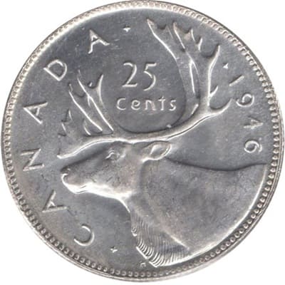 Canadian 1946 25 Cent Value