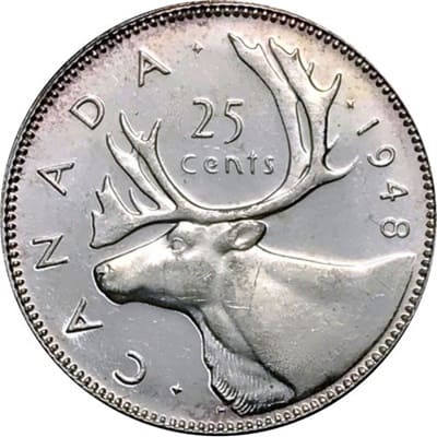 Canadian 1948 25 Cent Value