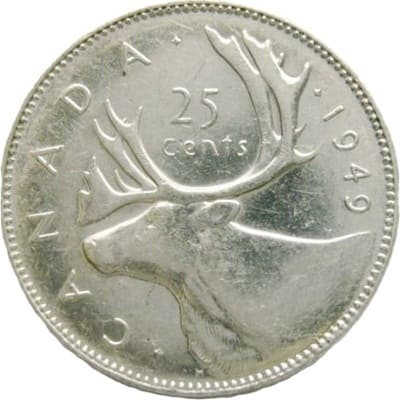 Canadian 1949 25 Cent Value
