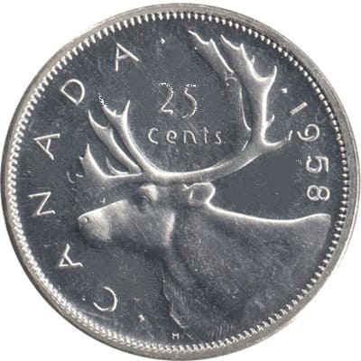 Canadian Canadian 1958 25 Cent Value