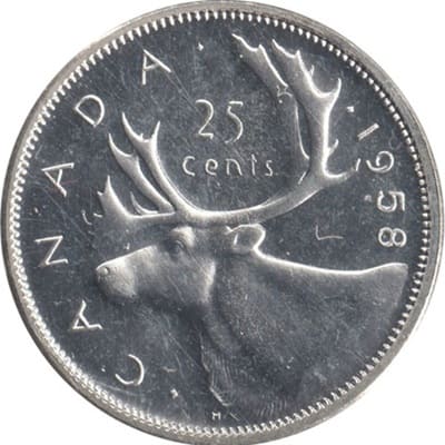 Canadian 1958 25 Cent Value