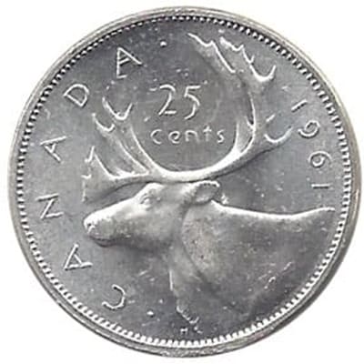 Canadian 1961 25 Cent Value