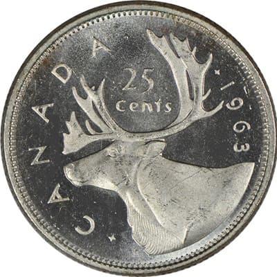 Canadian 1963 25 Cent Value