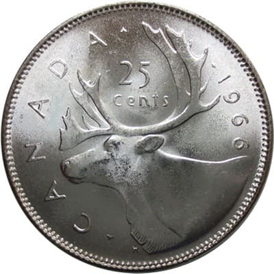 Canadian 1966 25 Cent Value