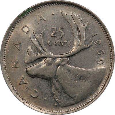 Canadian 1969 25 Cent Value