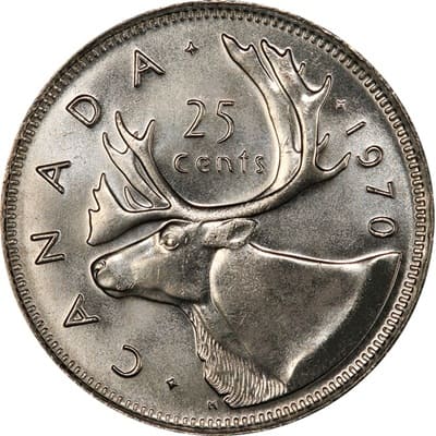 Canadian 1970 25 Cent Value
