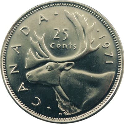 Canadian 1971 25 Cent Value