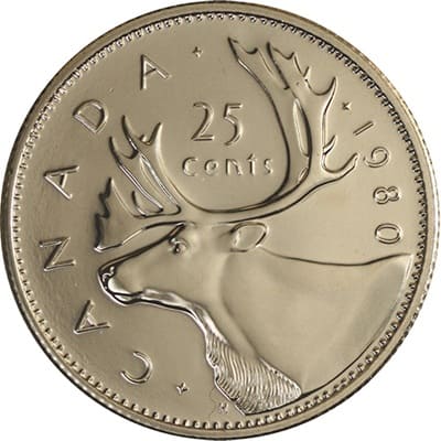 Canadian 1980 25 Cent Value