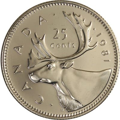 Canadian 1981 25 Cent Value