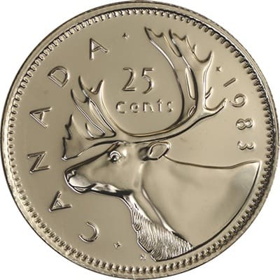 Canadian 1983 25 Cent Value