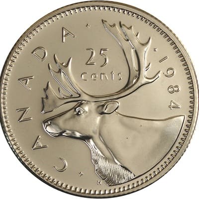 Canadian 1984 25 Cent Value