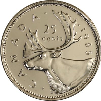 Canadian 1985 25 Cent Value